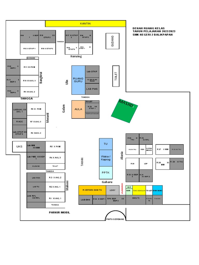 Denah Ruang Kelas Tahun Pelajaran 2022 2023 Pdf