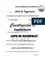 Lista de materiales para construcción de casa residencial en Campeche