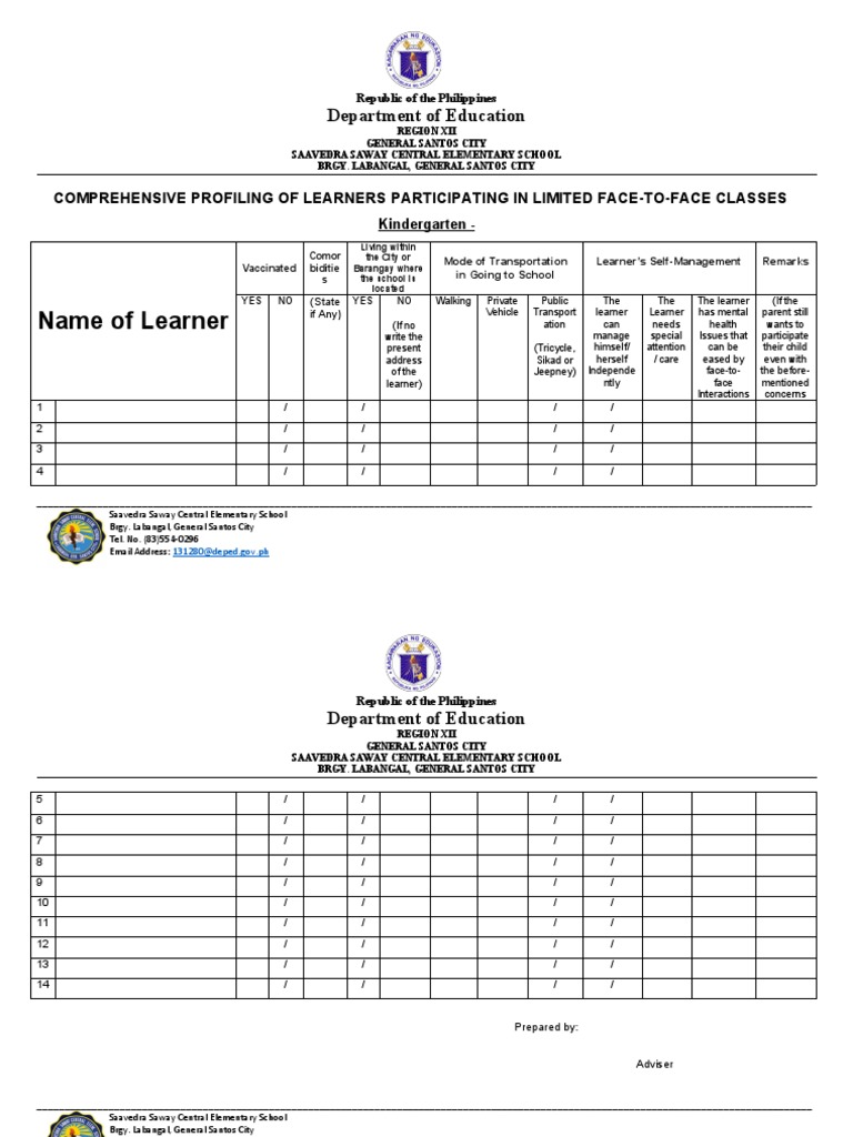 Learner Profiling for Face-to-Face Classes | PDF | Transport
