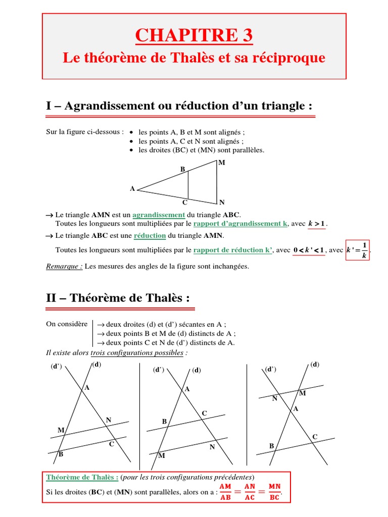 Réciproque du théorème de Thalès | PDF | Triangle | Euclide