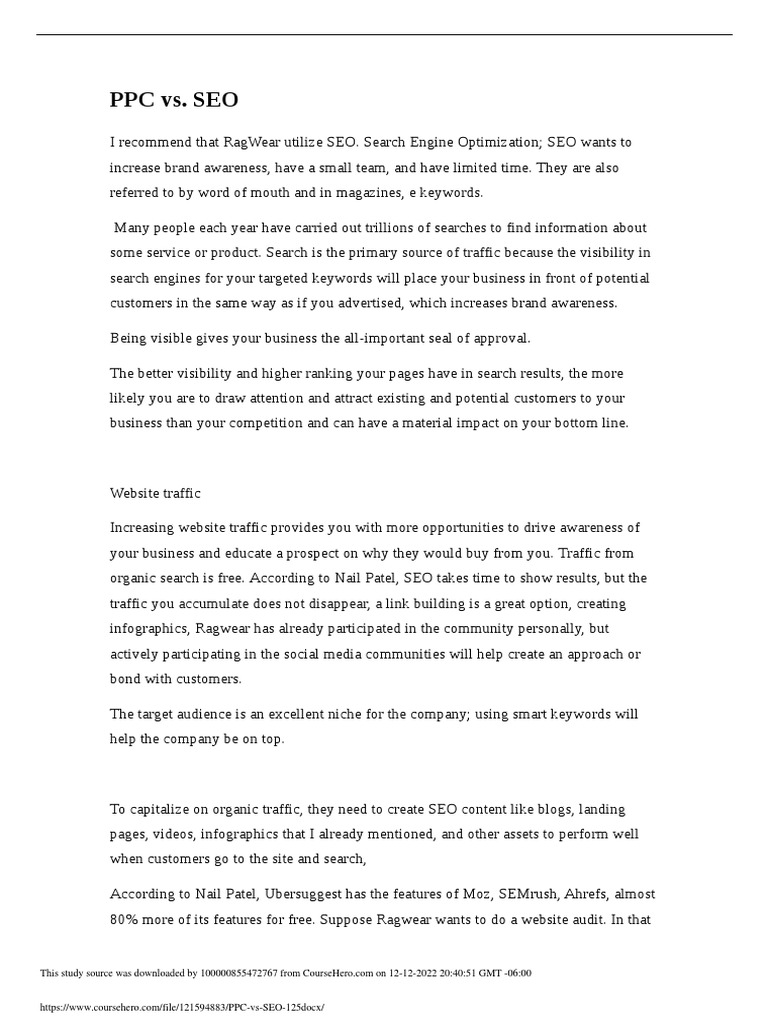 Ppc vs seo pdf search engine optimization search engine software