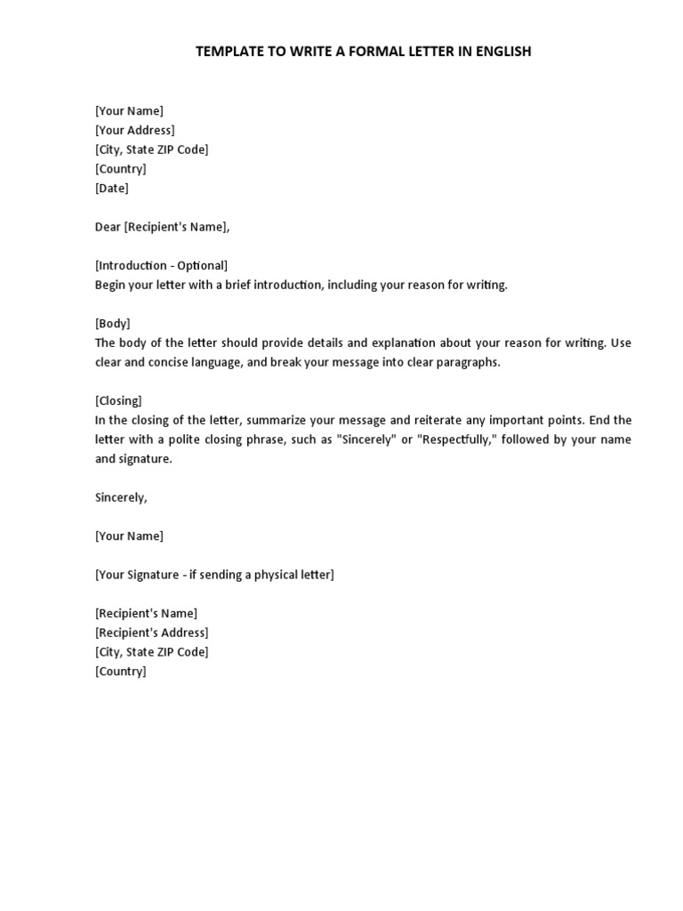 Write Formal Letter Template | PDF | Dances