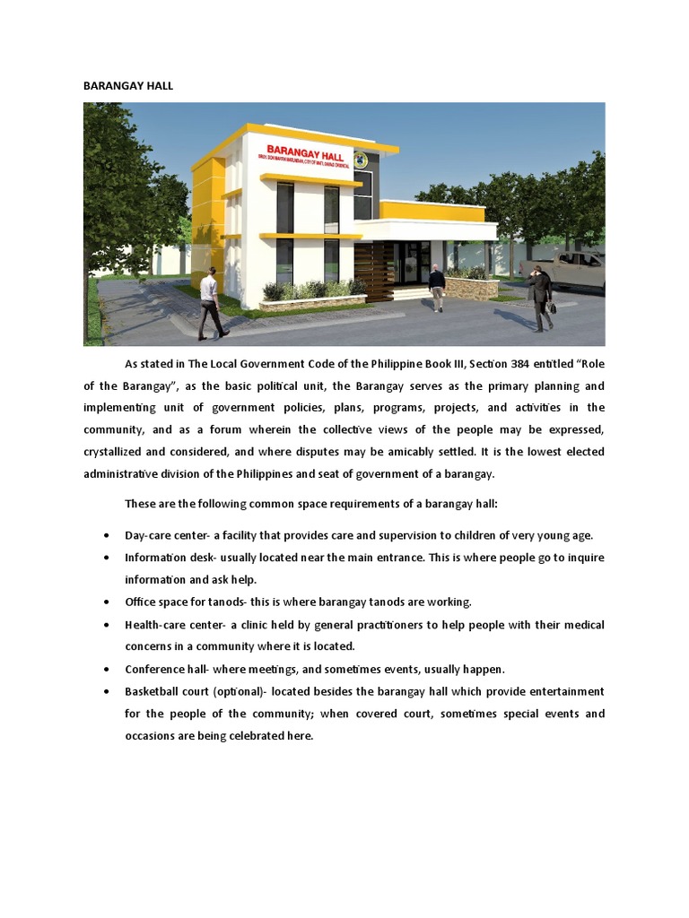 Barangay Hall Design and Space Guidelines | PDF | Health Care | Patient