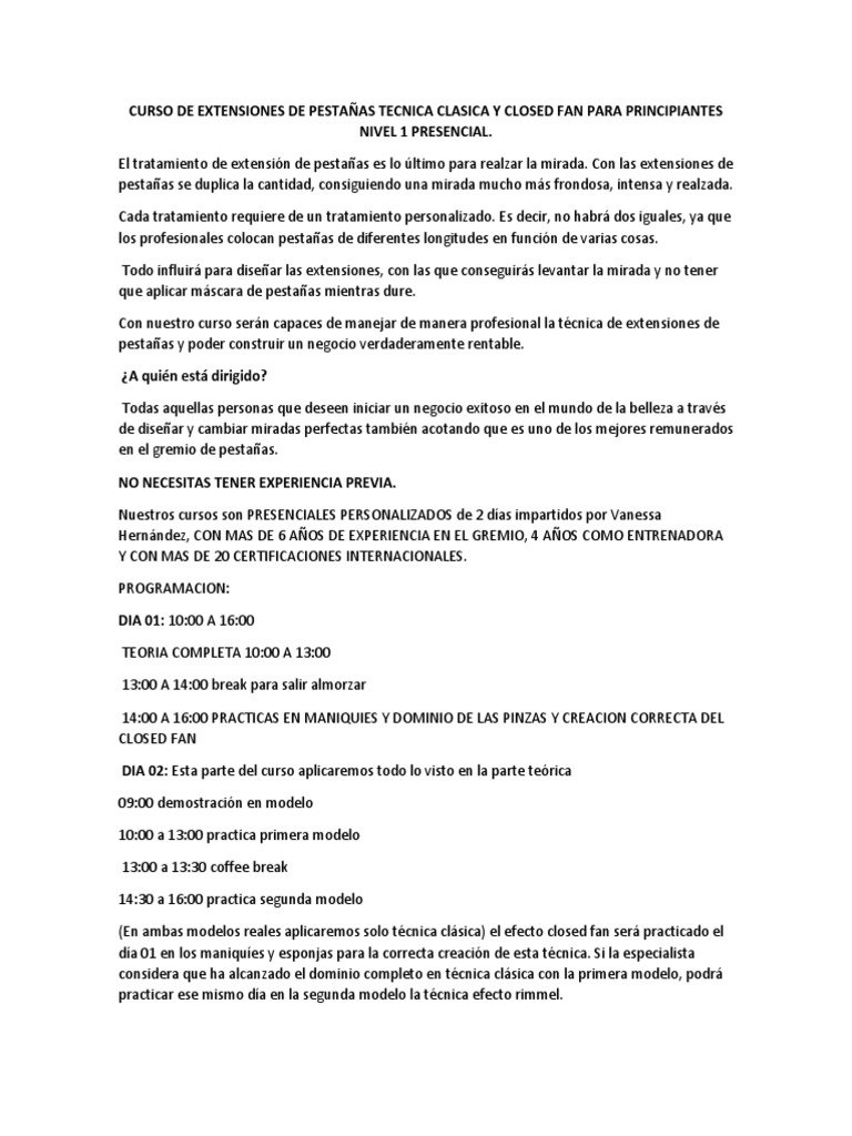 Extensiones de Pestañas Nivel 1 | PDF | Crecimiento personal y ...