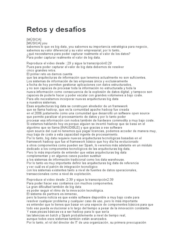Retos y Desafíos PDF Big Data Apache Hadoop