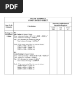 Bill of Materials Computation Sheet