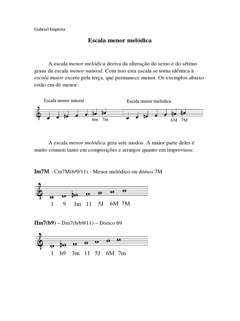 Escala menor melódica aula PDF