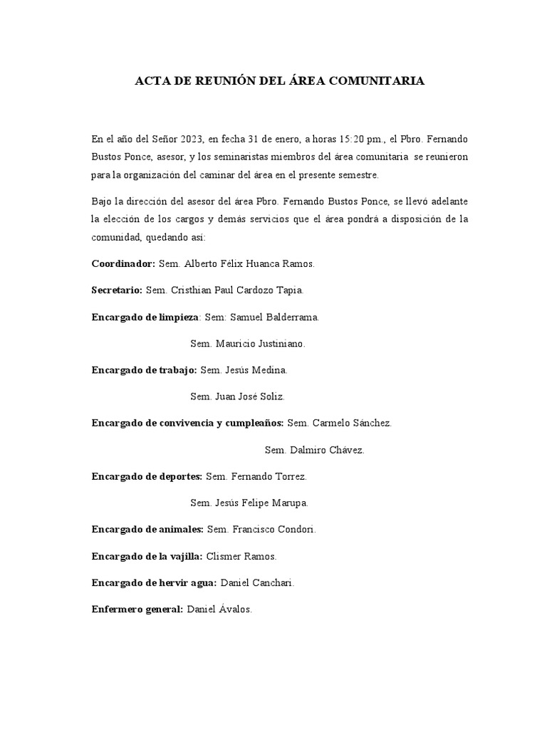 Acta De Reuni n Del rea Comunitaria 2023 PDF