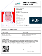Kartu Peserta SNBP 2023: 423055815 Pratiwi Dwi Juniar. S 0057187333 SMKN 1 Konawe Kab. Konawe Prov. Sulawesi Tenggara