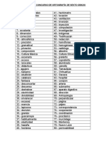 Palabras de Concurso de Ortografía de Sexto Grado