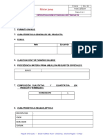 Hoja de Datos Especificaciones Técnicas de Producto