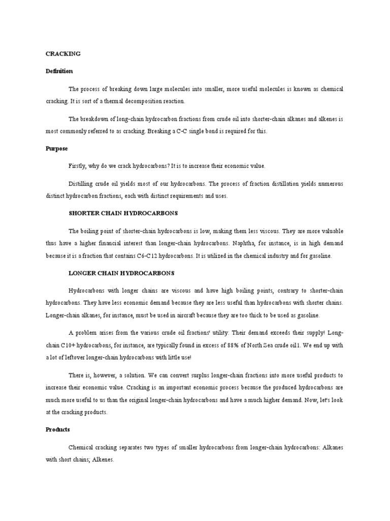 Cracking | PDF | Cracking (Chemistry) | Alkane