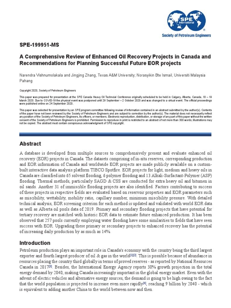 Canada EOR | PDF | Enhanced Oil Recovery | Oil Sands