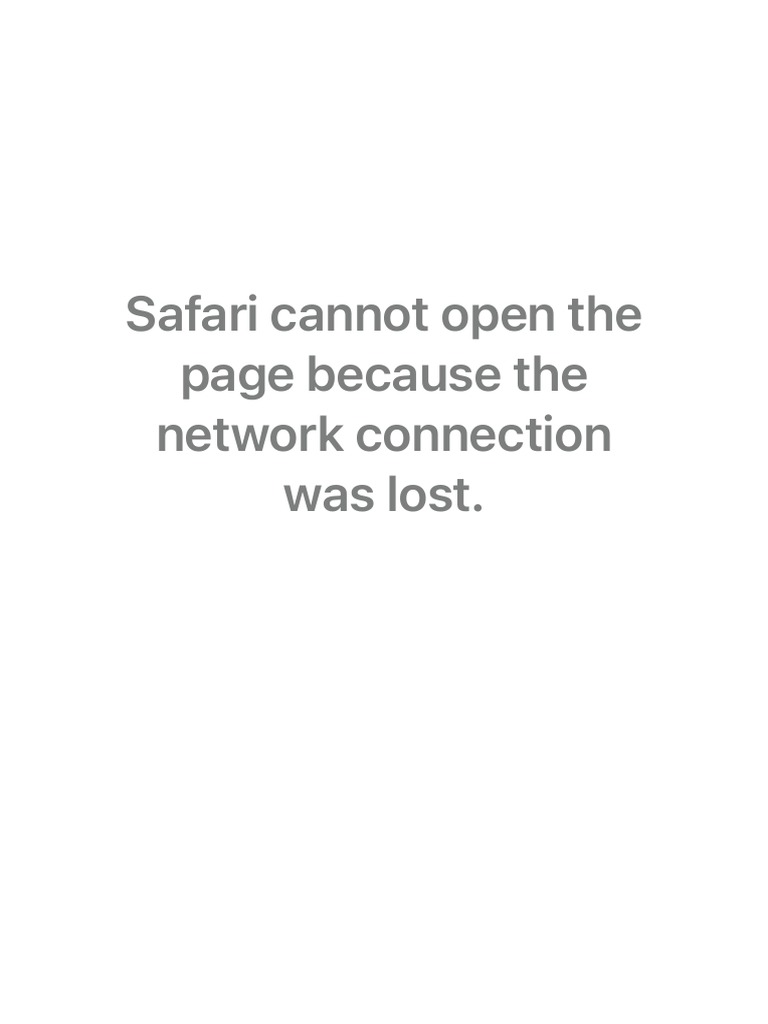 Safari cannot open the page because the network connection was lost pdf