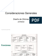 Consideraciones generales para el diseño de oficinas: funciones, estimación de espacios, análisis porcentual y distribución