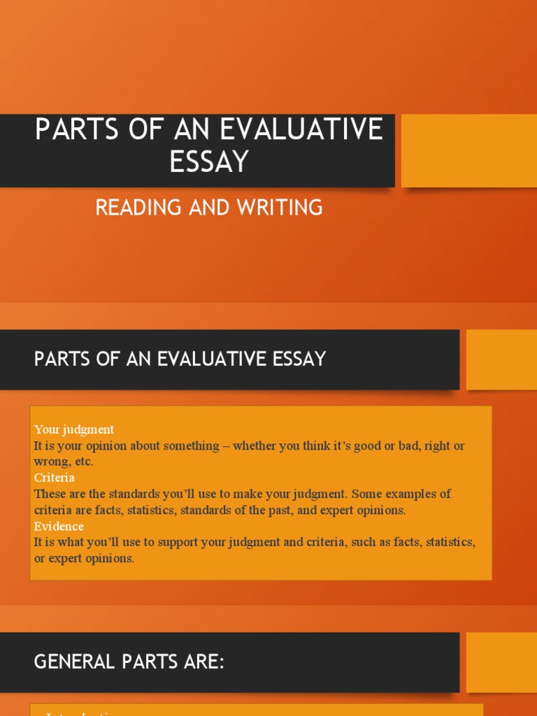 parts of evaluative essay