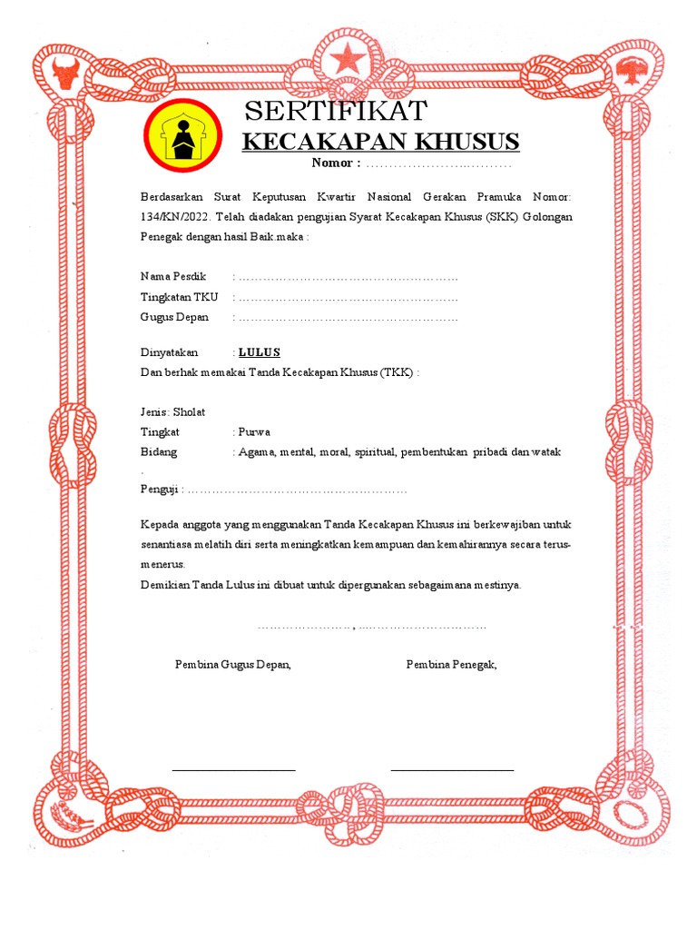 Sertifikat TKK | PDF