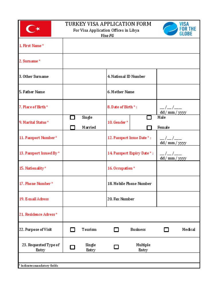 Turkey Visa Application Form Guide | PDF | Travel Visa | Passport