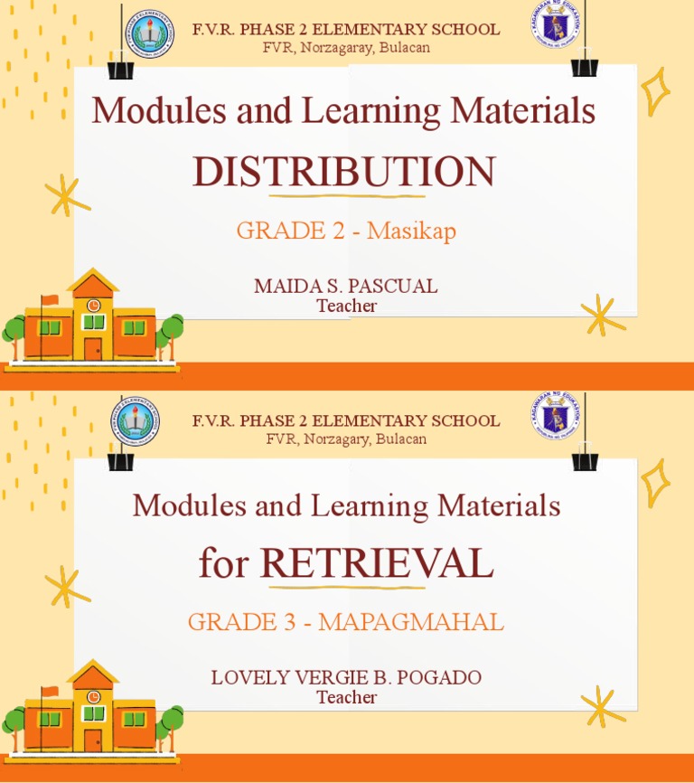 Distribution and Retrieval of Modules and Learning Materials for Grades ...