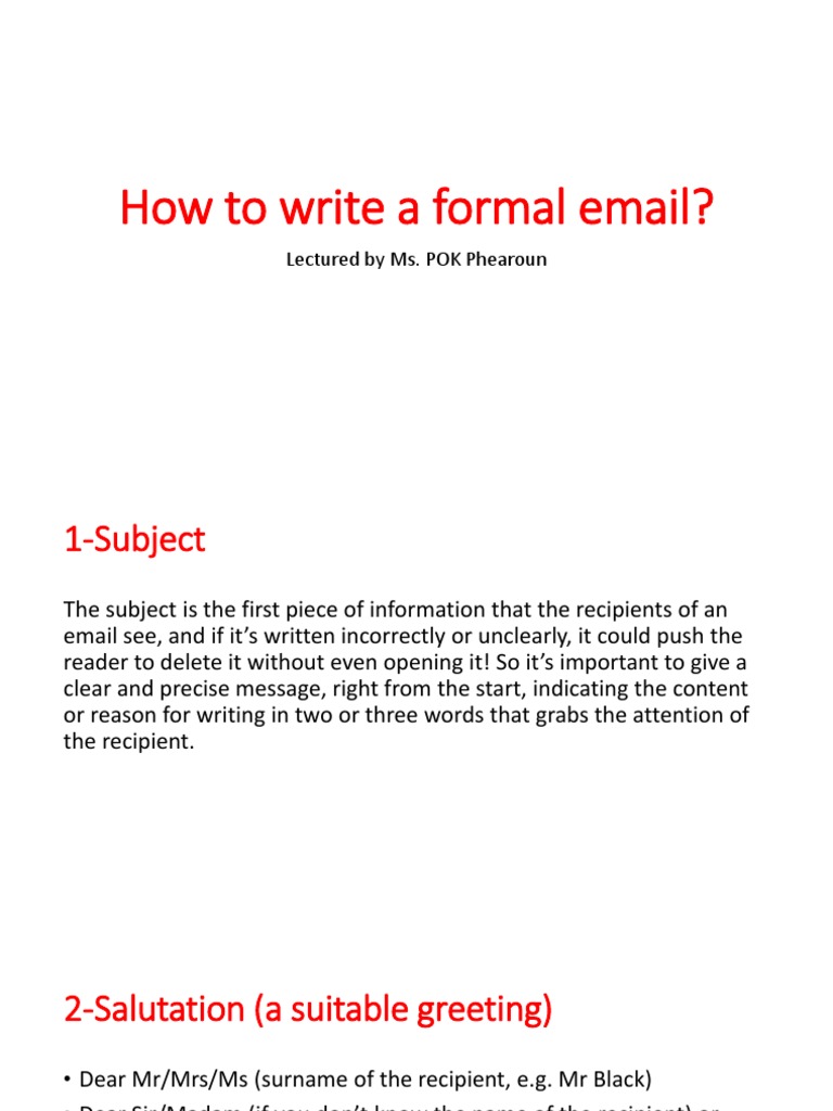 Guidelines for Writing Formal Emails: Structure, Tone, and Examples
