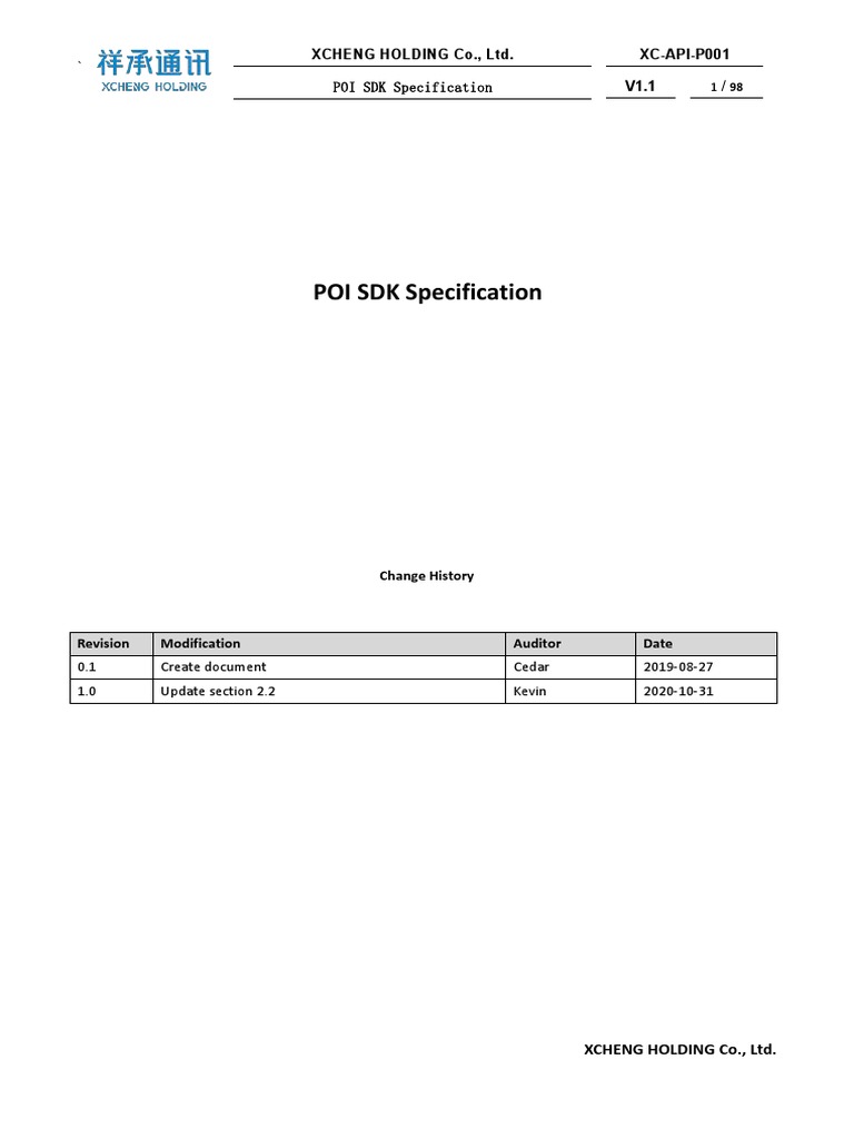 POI SDK Specification V1.1 Overview | PDF | Parameter (Computer ...