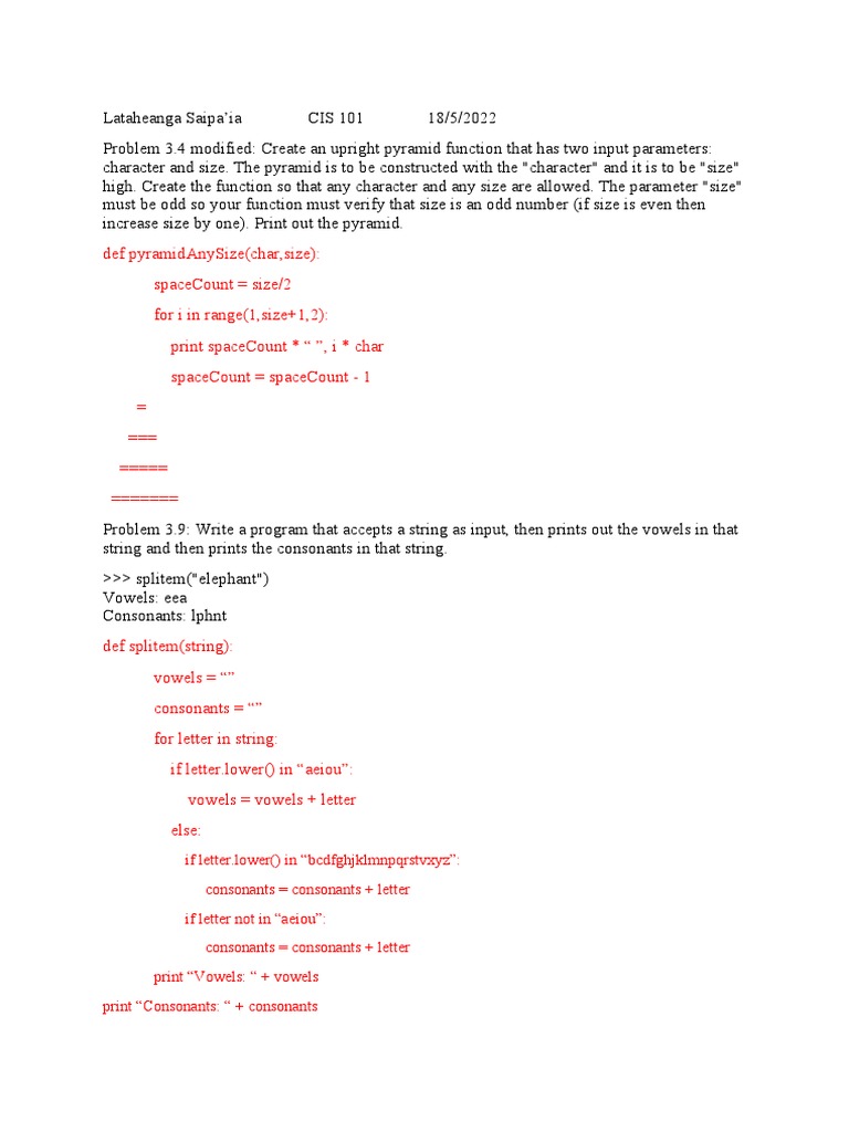 Python Functions for Pyramid and String Analysis | PDF