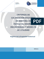 Criterios de Calificación Registral en Materia de Patentes, Diseños Industriales Y Modelos de Utilidad