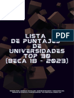 Lista - Puntajes Universidades Top 30 - Beca 18 2023