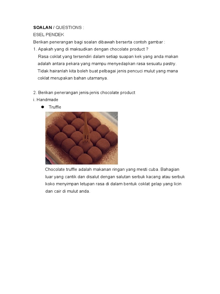 Assigntment Chocolate Product Preparation | PDF