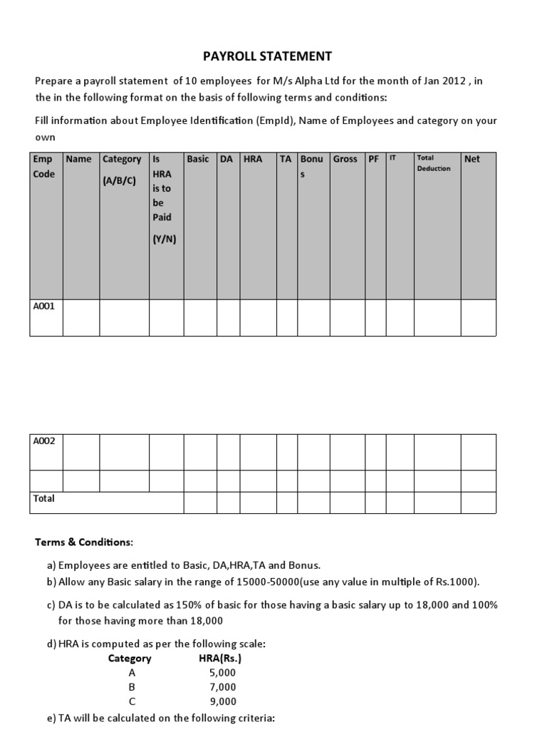 PAYROLL Question For Advance Spreadsheet PDF
