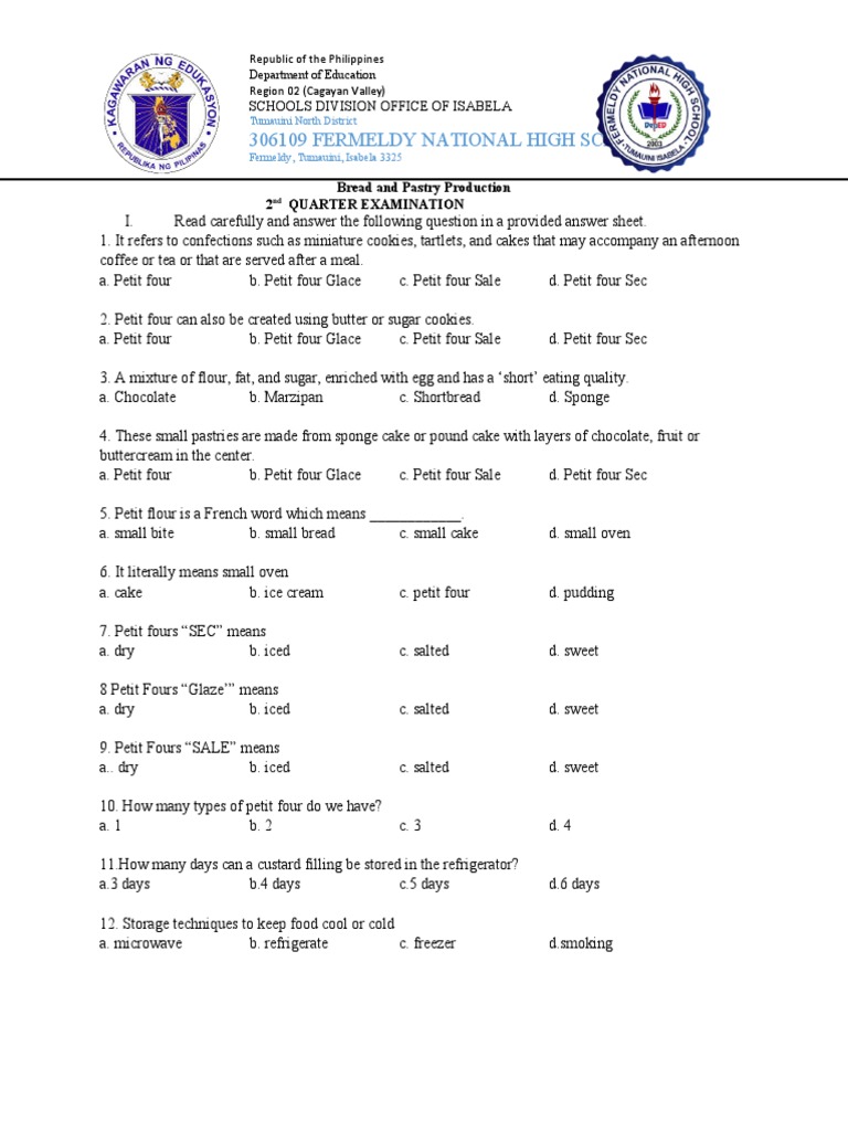 BPP Final Exam 202223 PDF Cakes Baking