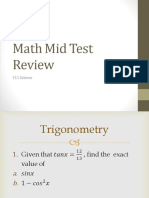 Math Mid Test Review: Trigonometry, Angles & Graphs
