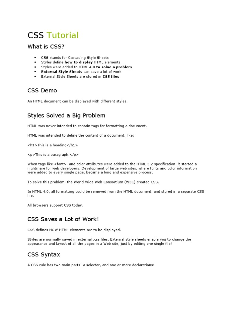 CSS Tutorial | PDF | Cascading Style Sheets | Html