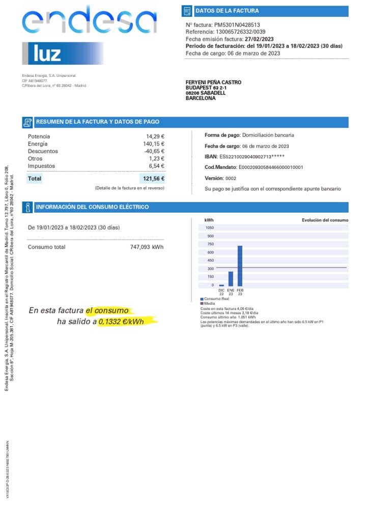 Endesa | Descargar gratis PDF | Factura | Economias