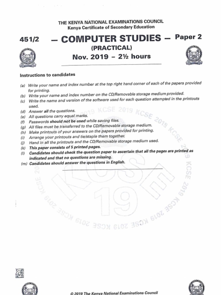 2019 kcse computer studies paper 2 pdf