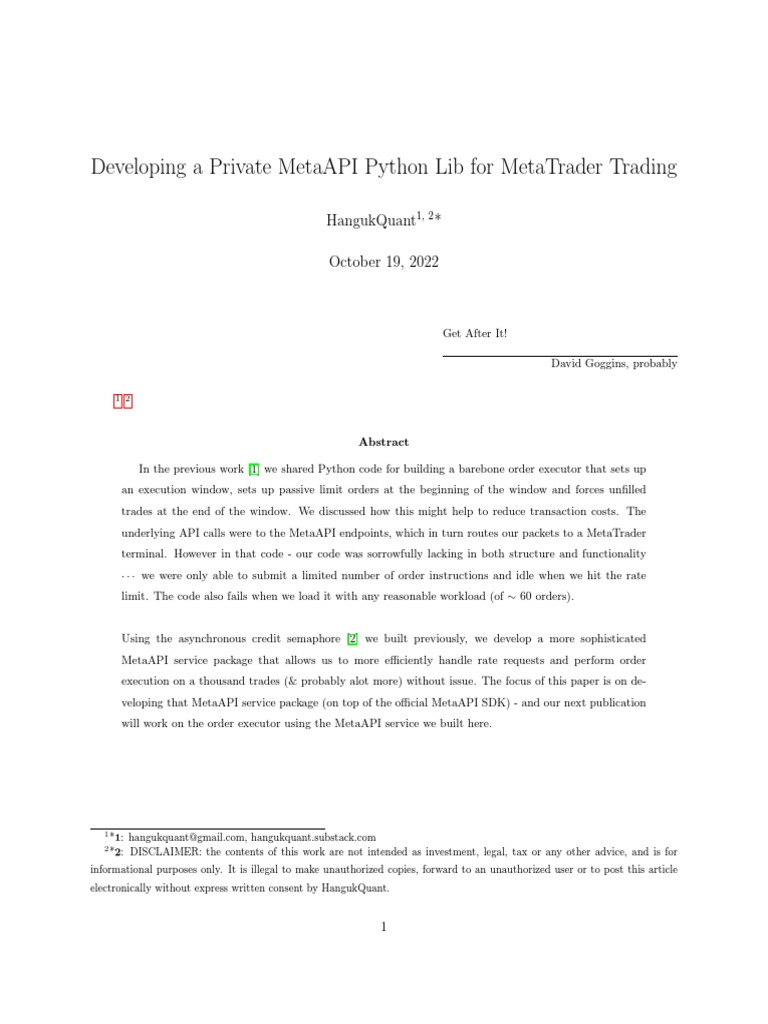 Private Metaapi Python Lib PDF Software Parameter