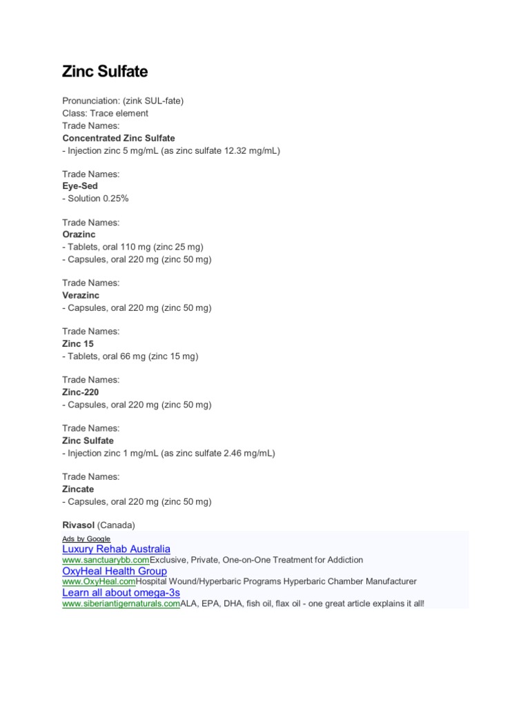 Drug Study Zinc Renal Function