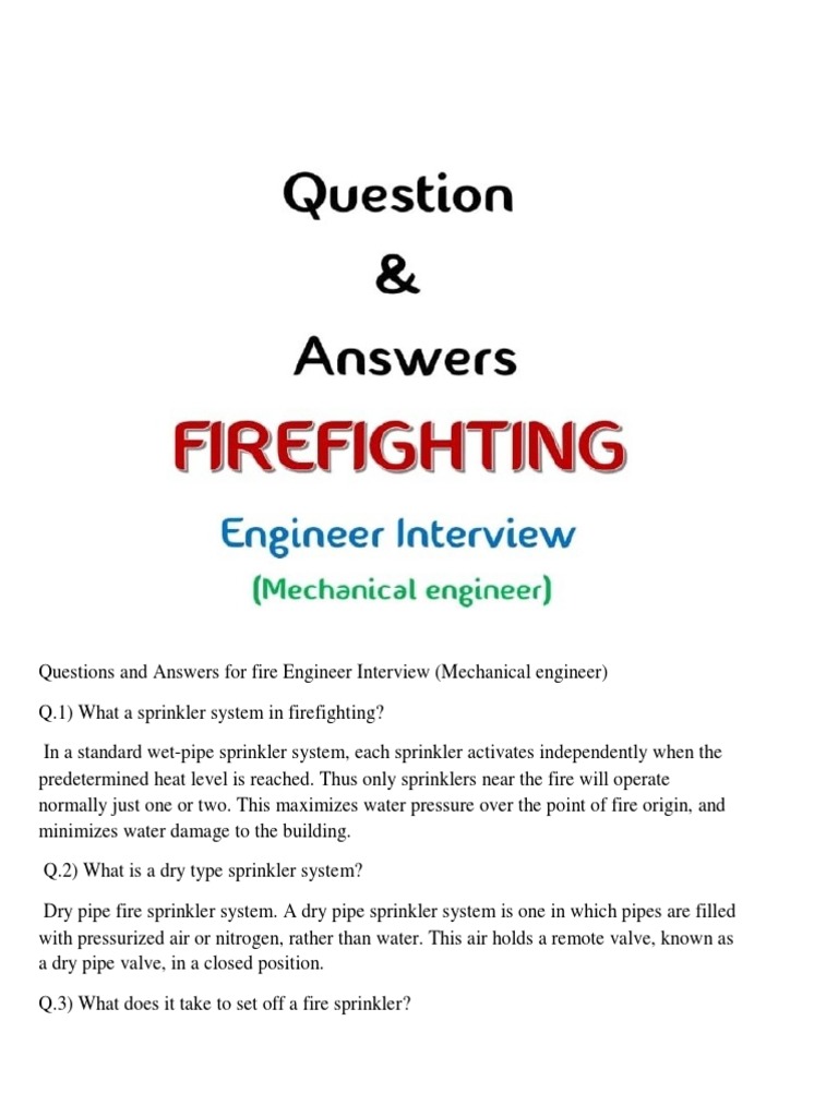 Fire Engineer Interview Q&A Guide | PDF | Fire Sprinkler System | Valve