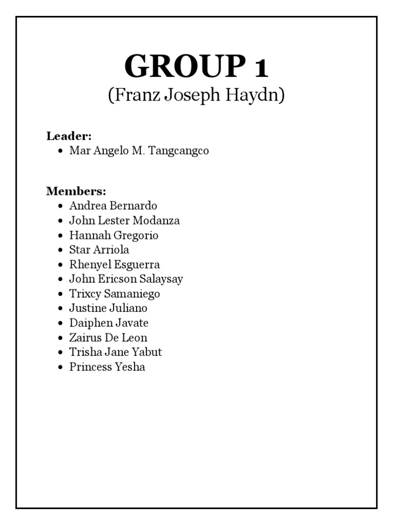 Grade 9 Mapeh Franz Joseph Haydn Pdf String Quartet Classical