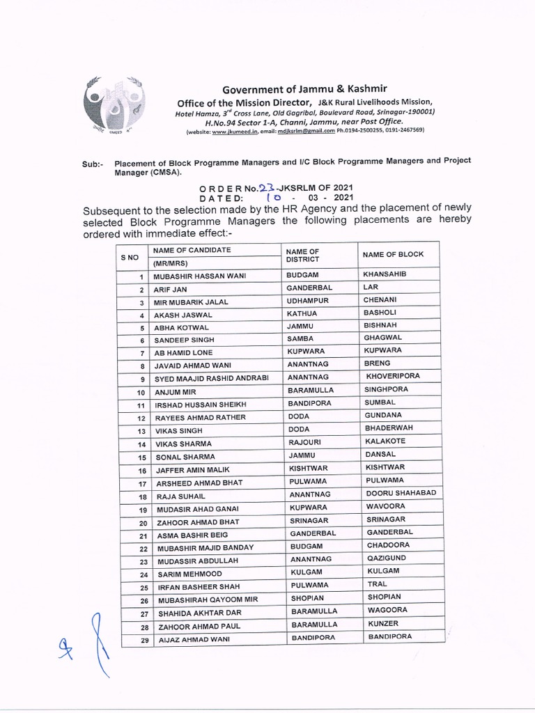Placement BPM Engagement Order. 12032021 | PDF