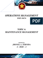 OPERATIONS AND MAINTENANCE STRATEGIES