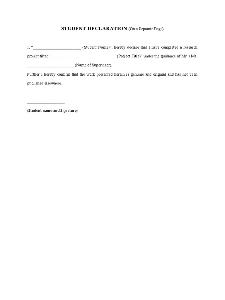Student Research Project Declaration | PDF
