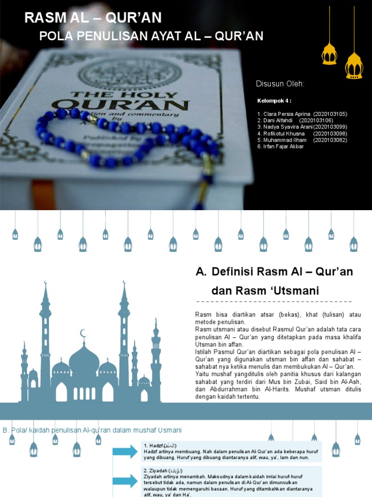 Kel. 4 (RASM AL - QUR'AN POLA PENULISAN AYAT AL - QUR'AN) | PDF
