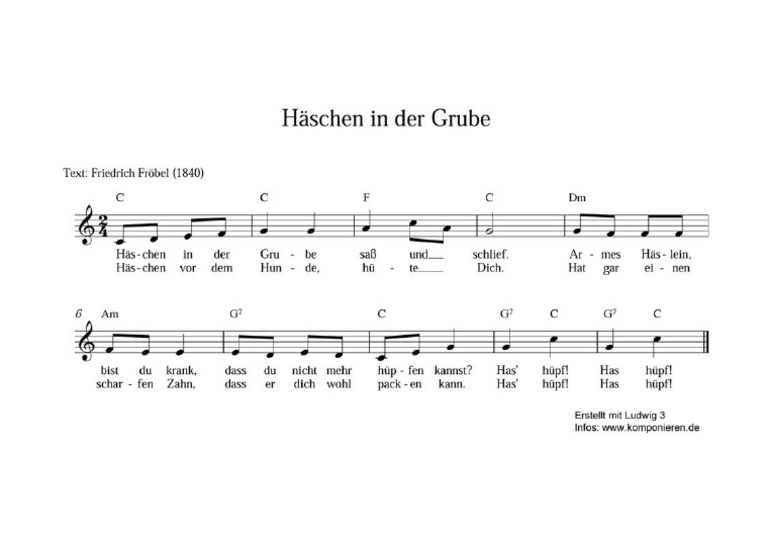 Hschen In Der Grube Noten