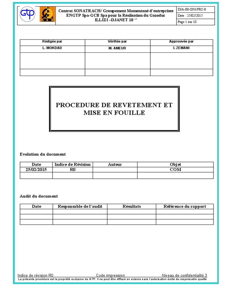 Procédure de Revêtement et Mise en Fouille | PDF | Construction | Soudage