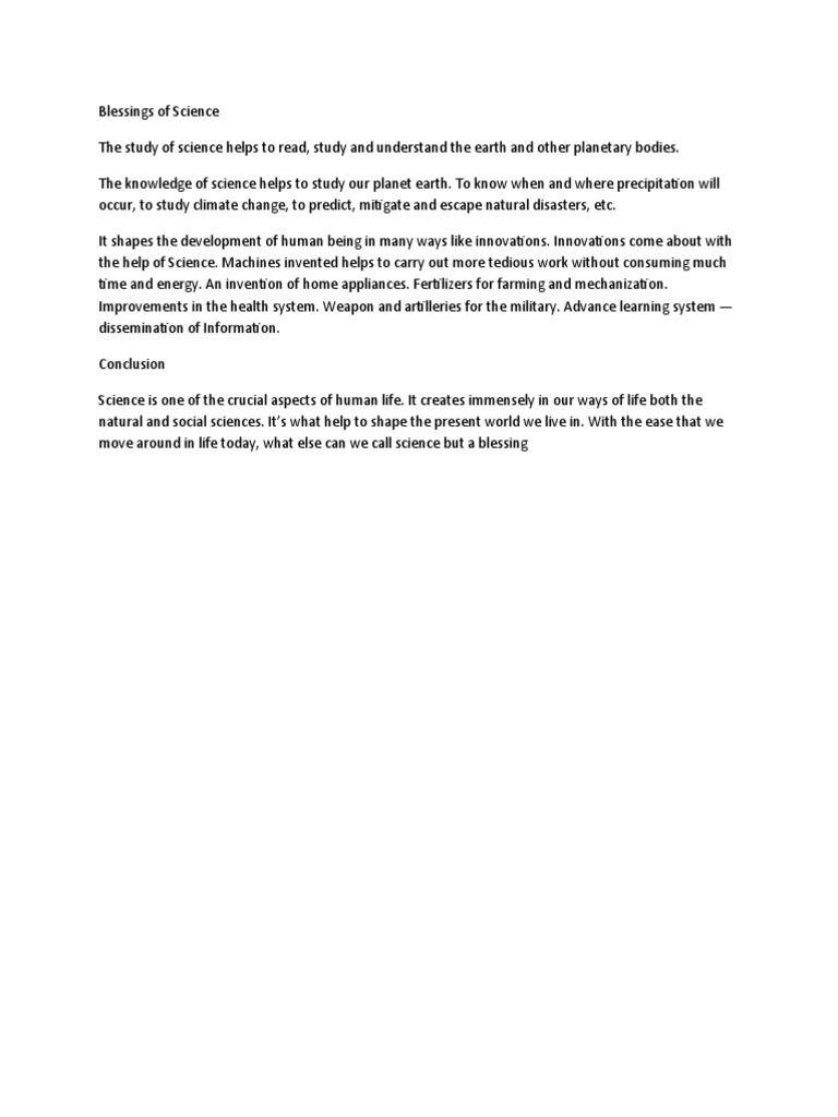 Blessings of Science | PDF | Social Science | Science & Mathematics