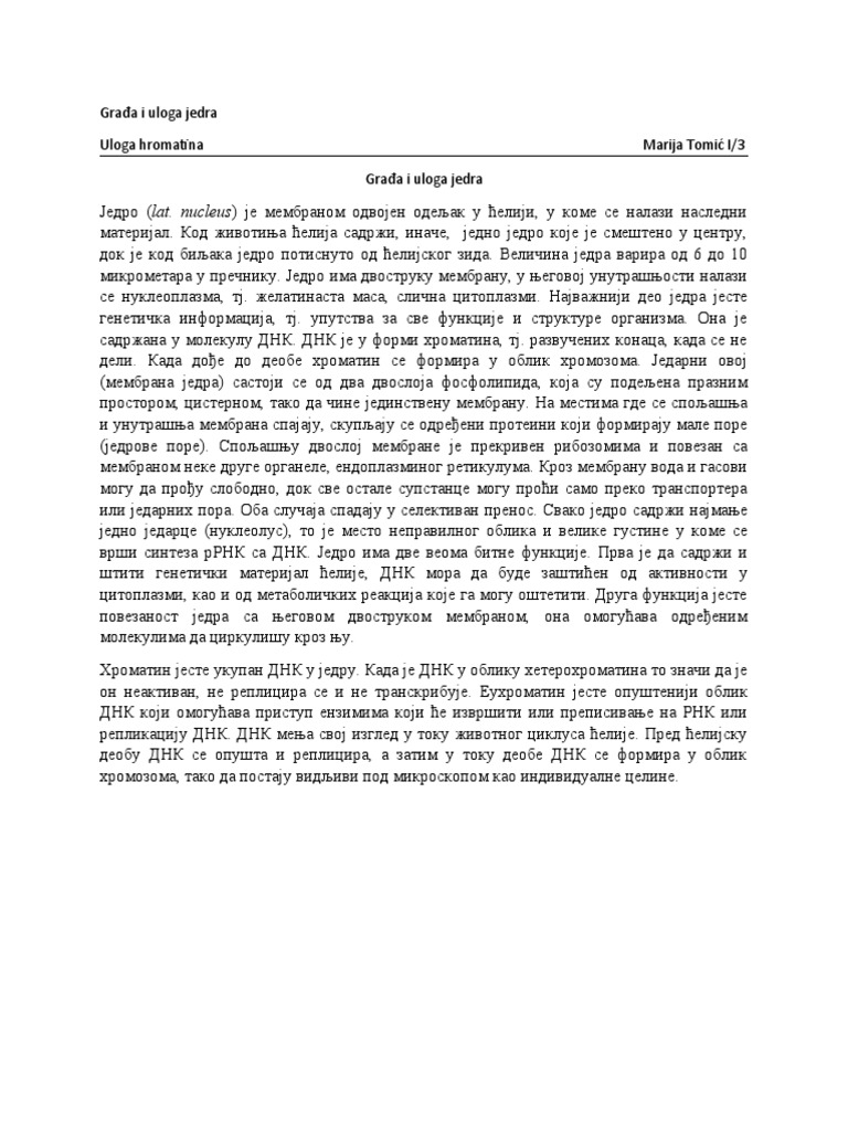 Biologija - Jedro | PDF