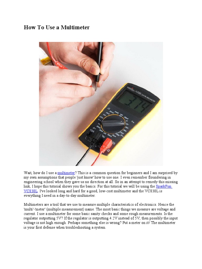 How To Use A Multi Meter | PDF | Resistor | Electrical Resistance And ...