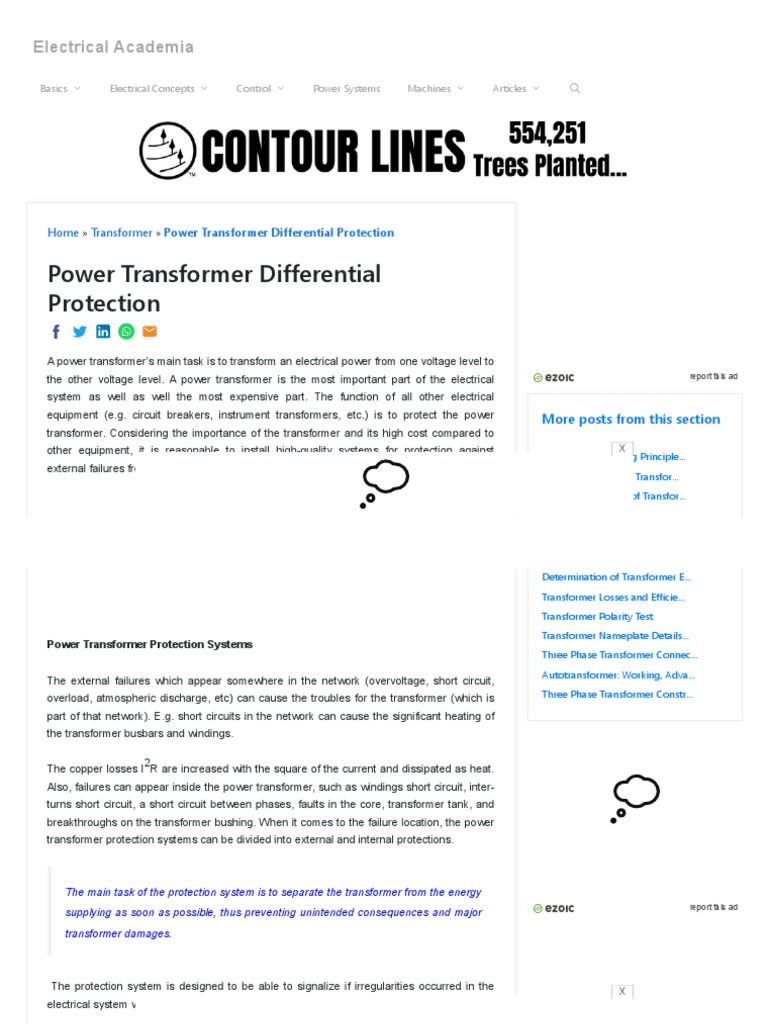 Power Transformer Differential Protection Electrical Academia PDF