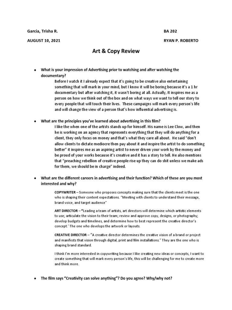 Art & Copy Review PDF Creativity Advertising